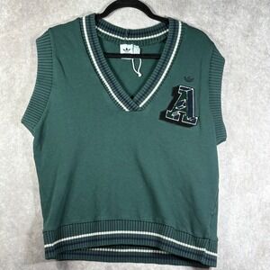 Adidas Class Of 72 Sweater Vest Womens Small Green Knit V-Neck Academia Preppy